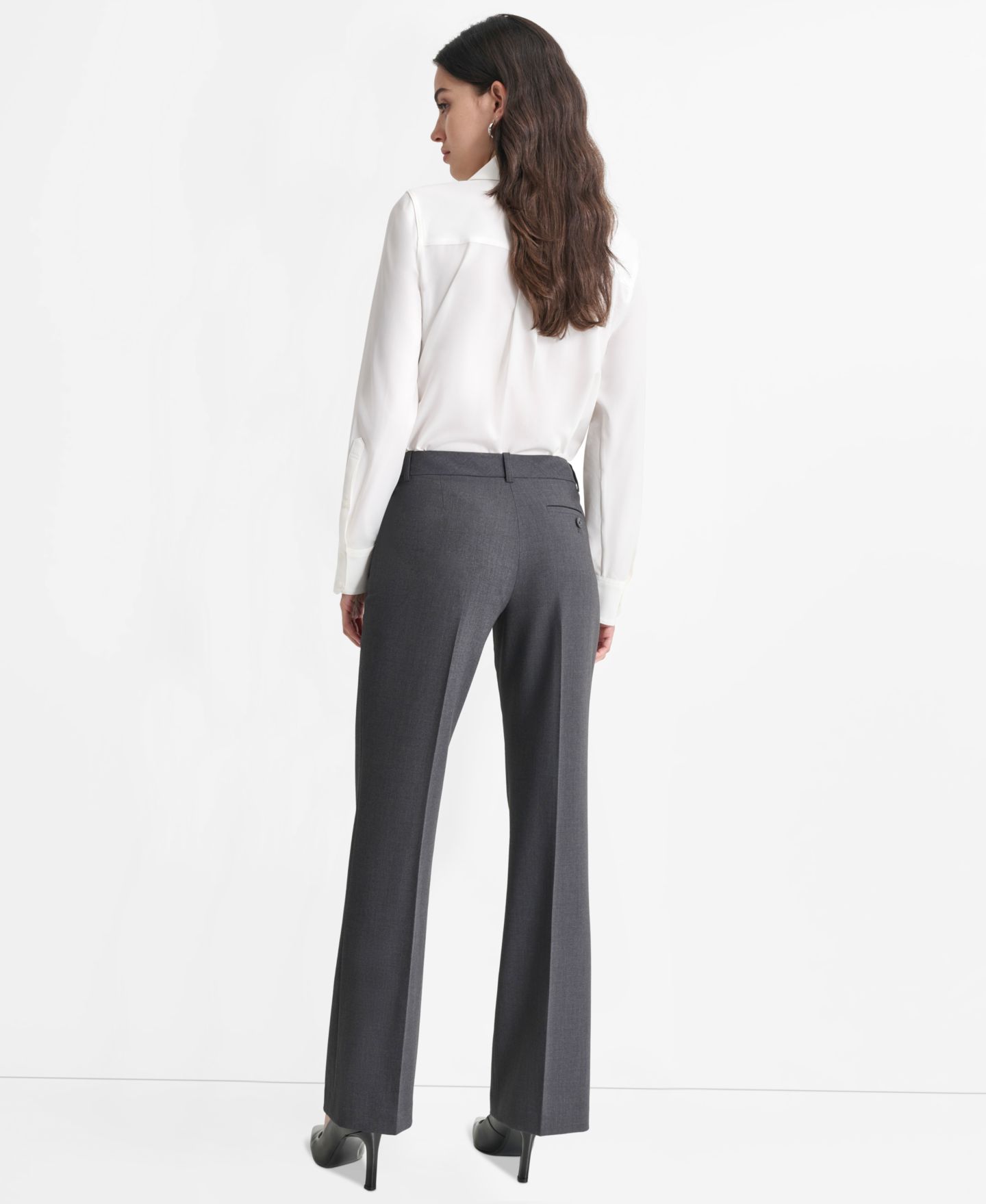 Женские брюки DKNY Petite High-Rise Straight-Leg, цвет: Угольный — фото 6