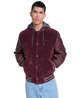 Men's Varsity Faux Suede Leather Jacket