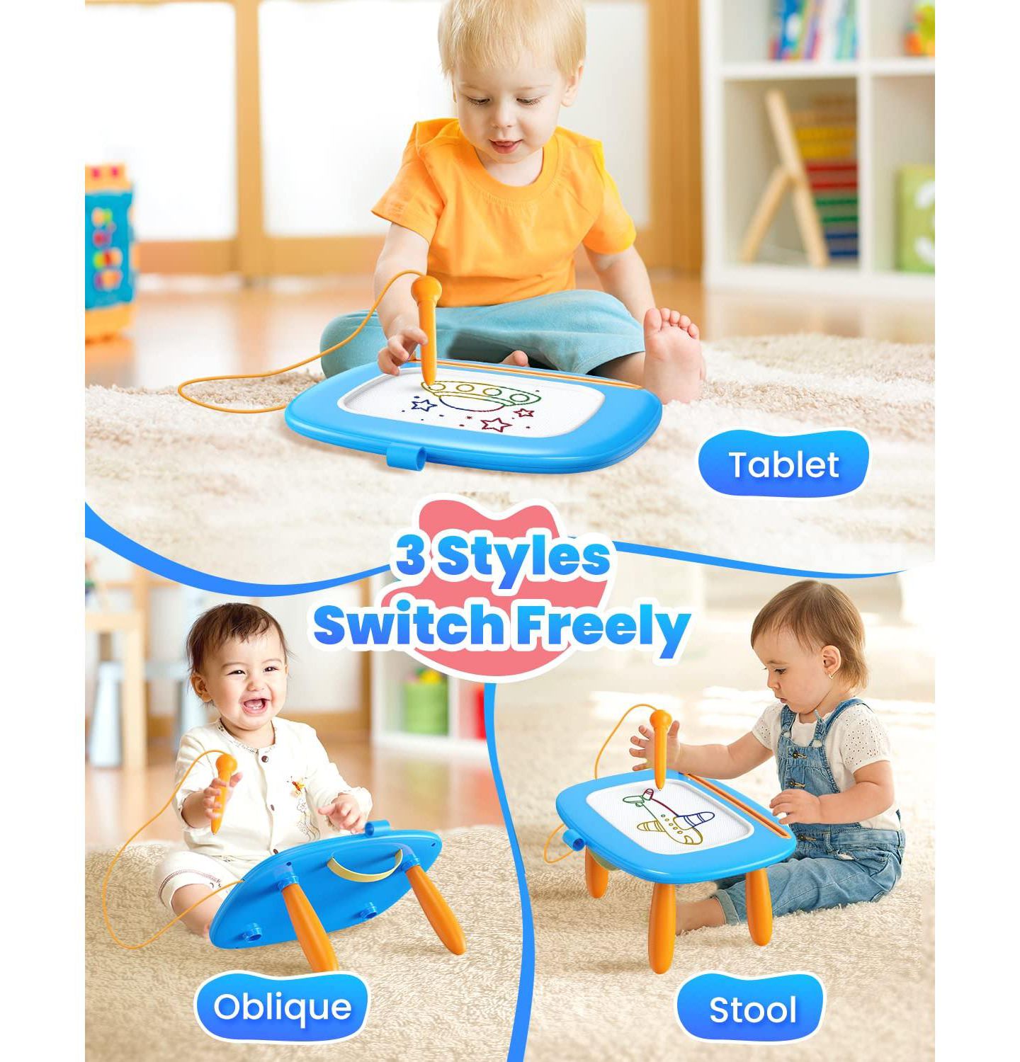Детская игрушка GNUADZ Drawing Doodle Pad Learning Toy 18 Months Birthday Gift, цвет: Синий — фото 2