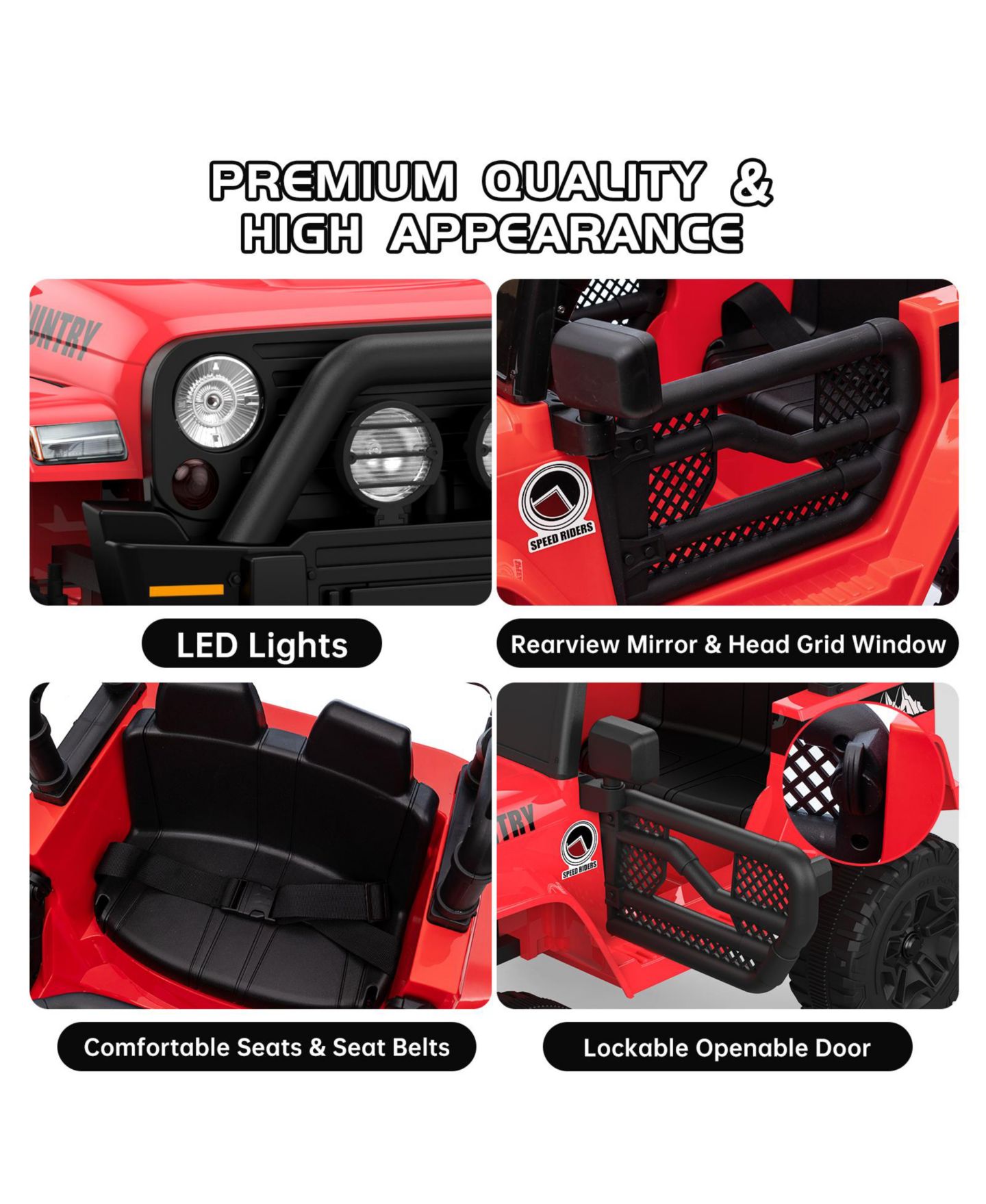 Детская игрушка homfan 2 Seater Electric Off-Road Ride-On Vehicle with Remote Control and Dual Doors, Ages 3-8, цвет: Красный — фото 5