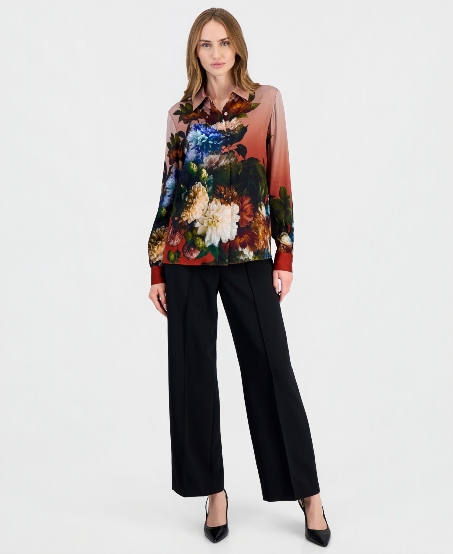 Women's Shae Long-Sleeve Button-Down Floral-Print Blouse