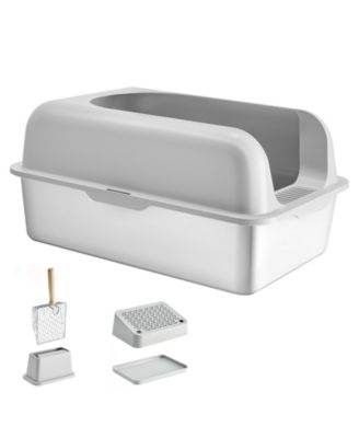 6 in Deep Cat Litter Box Odor-Free Litter Box with Filtering Foot Board