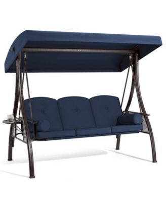 Porch Swing with Stand and Adjustable Canopy