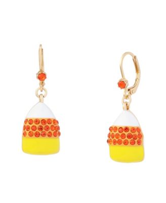 Faux-Stone Halloween Candy Corn Drop Earrings
