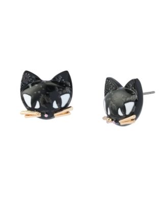 Black Pretty Spooky Cat Stud Earrings
