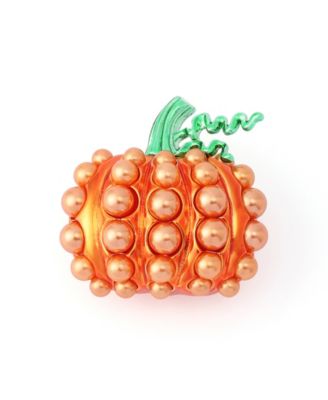Orange Halloween Cultured Pearl Pumpkin Brooch