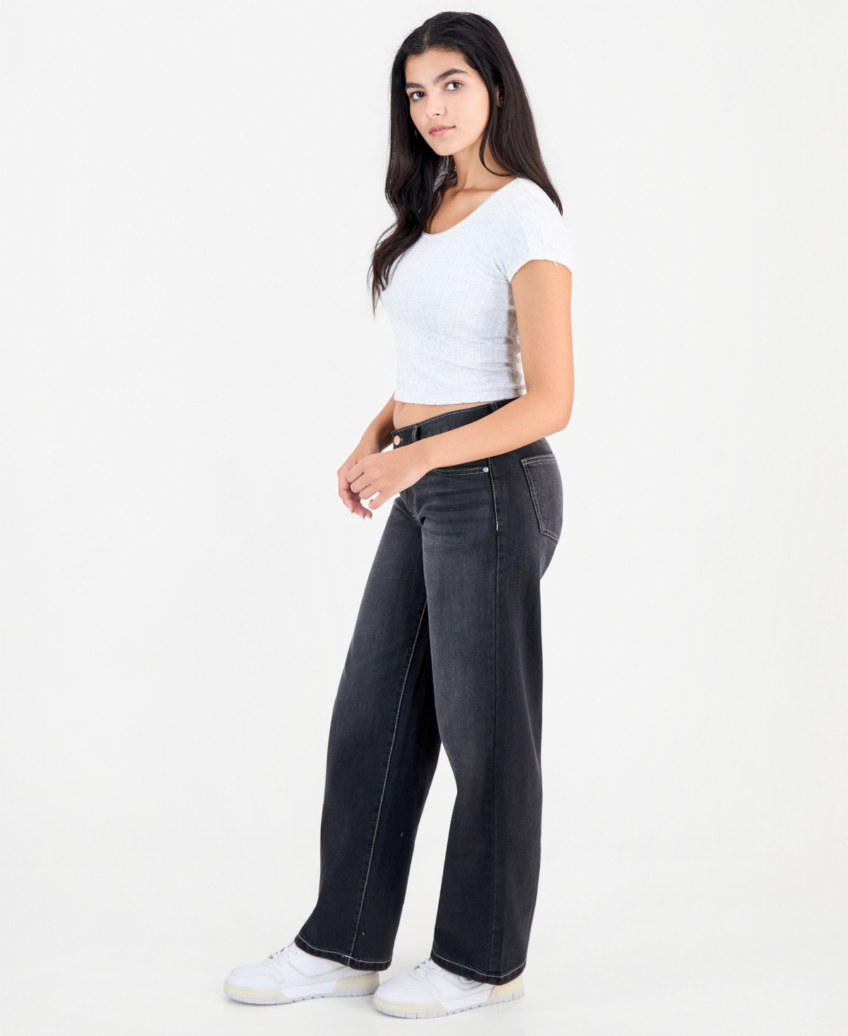 Celebrity Pink Juniors' Dark-Wash Mid-Rise Straight-Leg Denim Jeans
