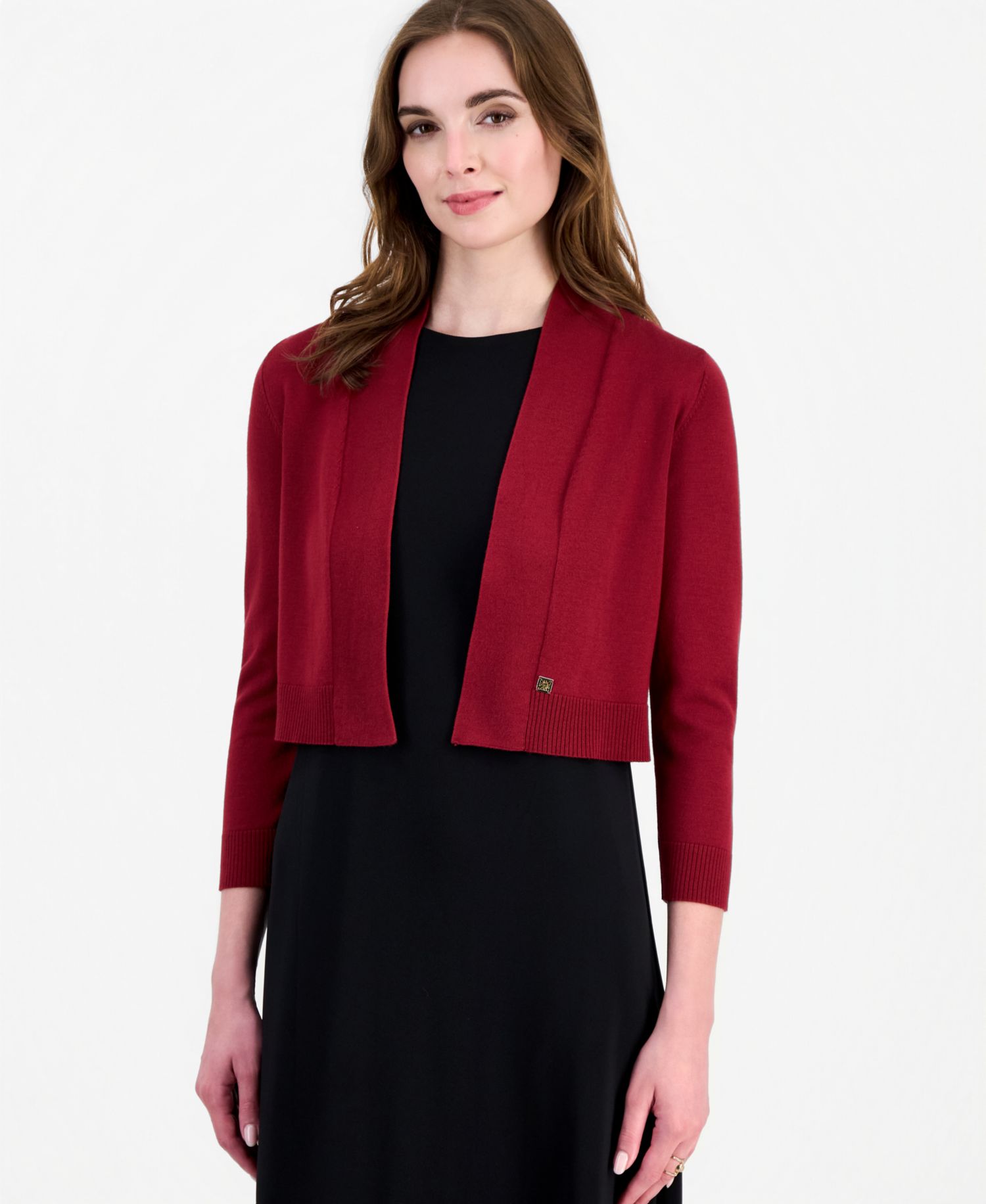 Women's Kissing Front 3/4-Sleeve Shawl Collar Shrug