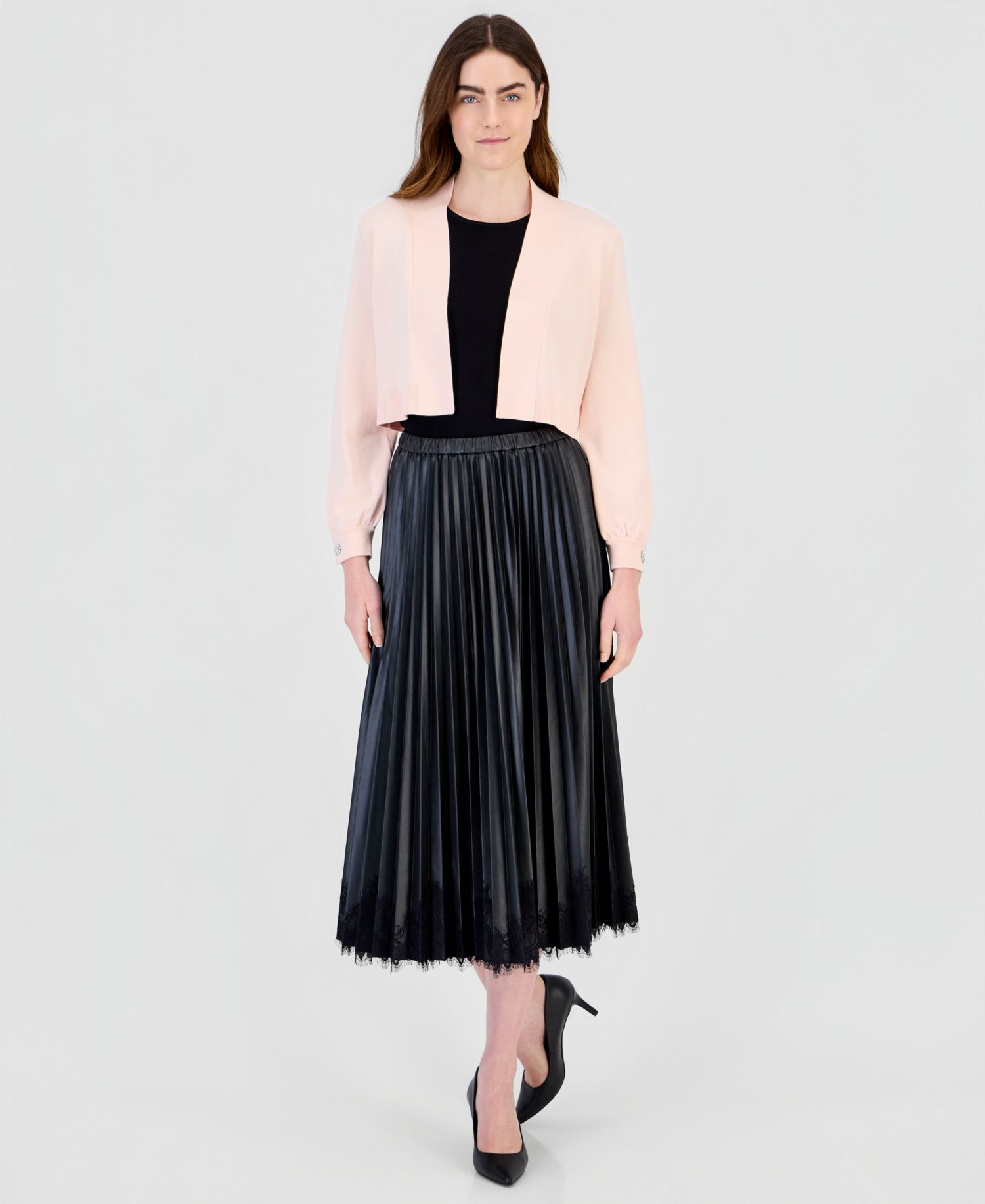 Women's Button Cuff Front Cropped Shrug