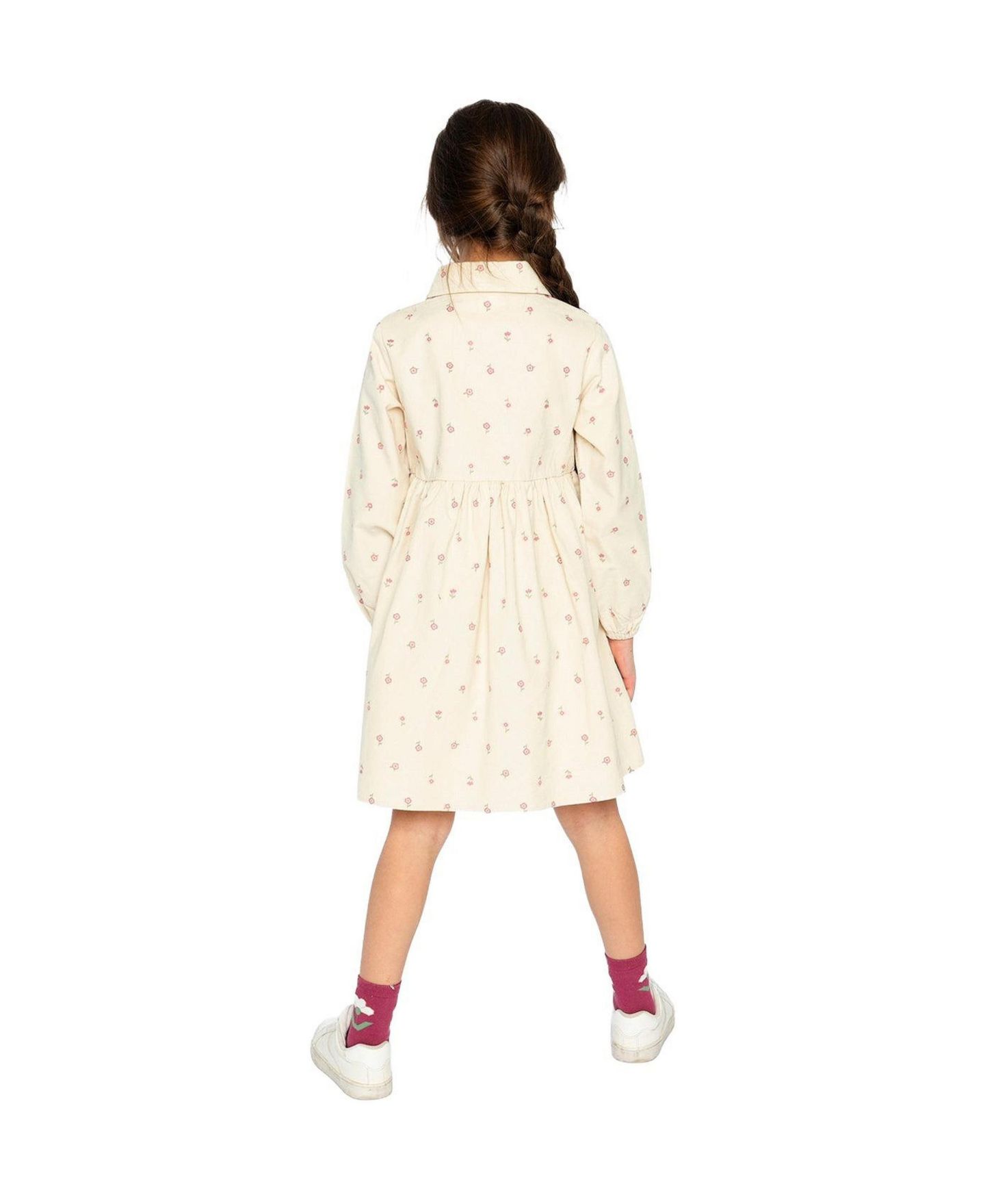 Платье Deux par Deux Corduroy Shirt Dress для девочек, цвет: Бежевый с принтом — фото 4