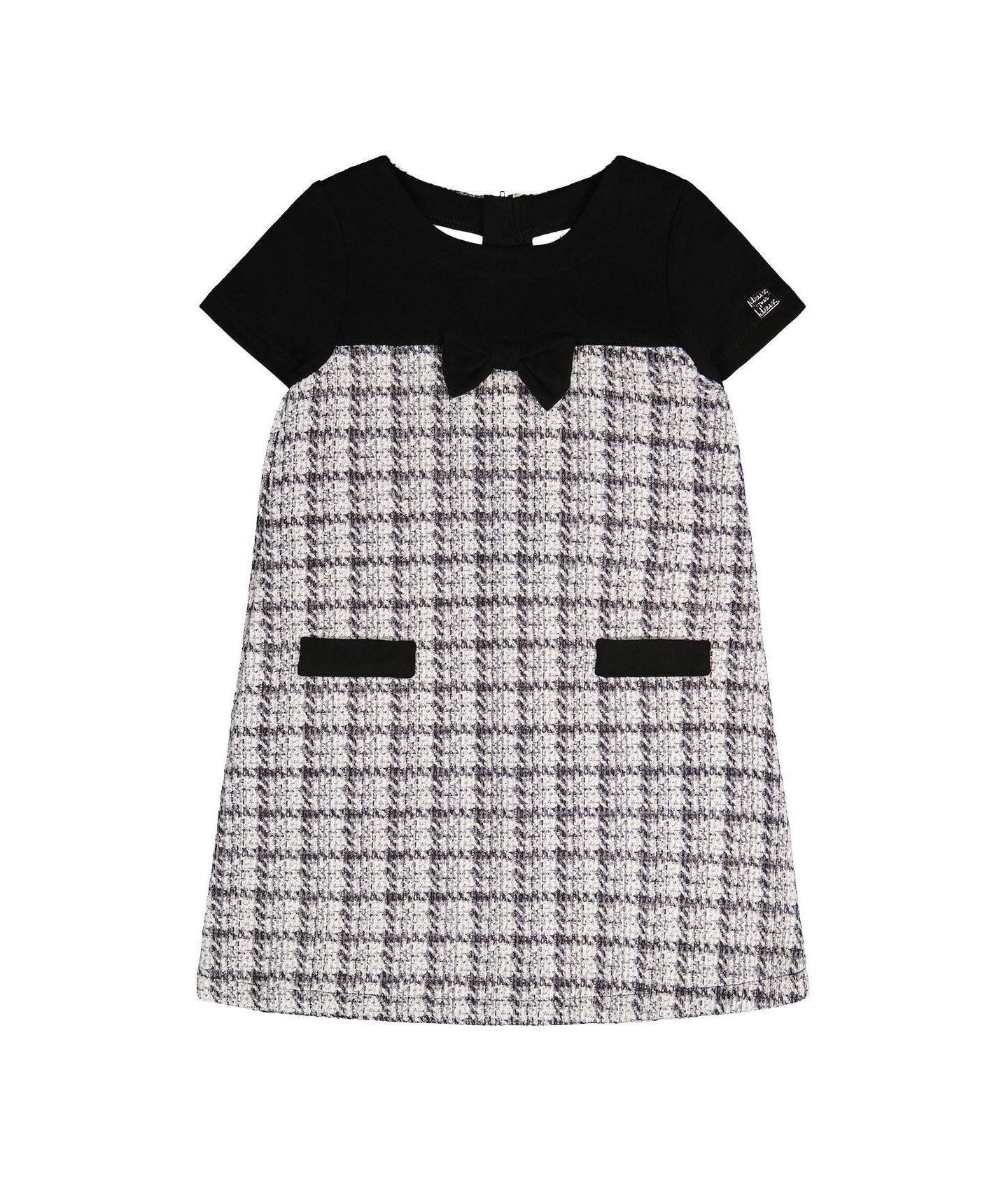 Платье Deux par Deux Sleeveless Knitwear A-Line для девочек-малышей, цвет: Чёрный / Белый — фото 1
