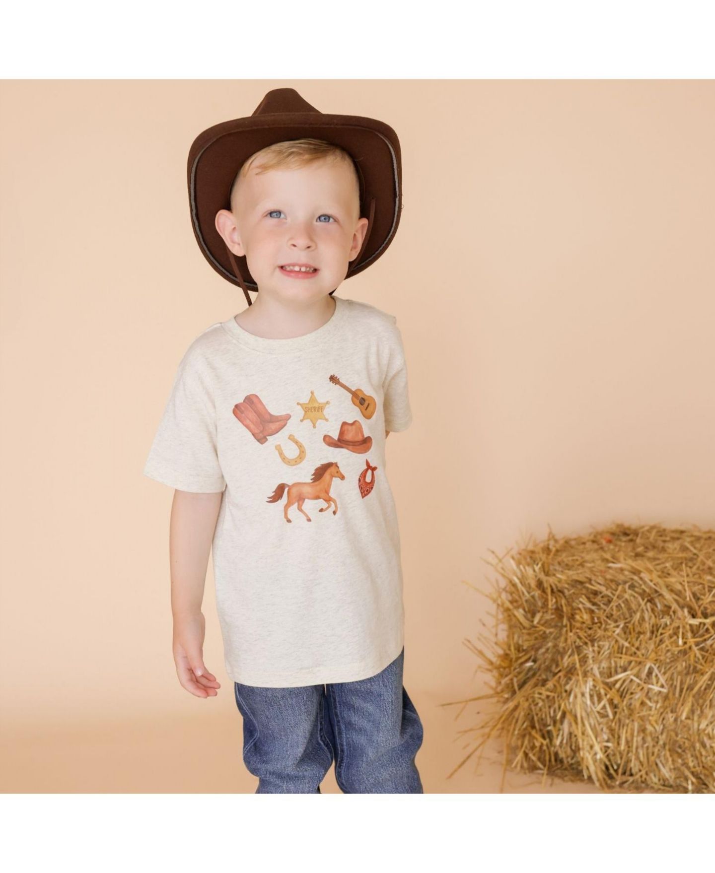Футболка Sweet Wink Western Cowboy Short Sleeve для мальчиков, цвет: Натуральный меланжевый — фото 2