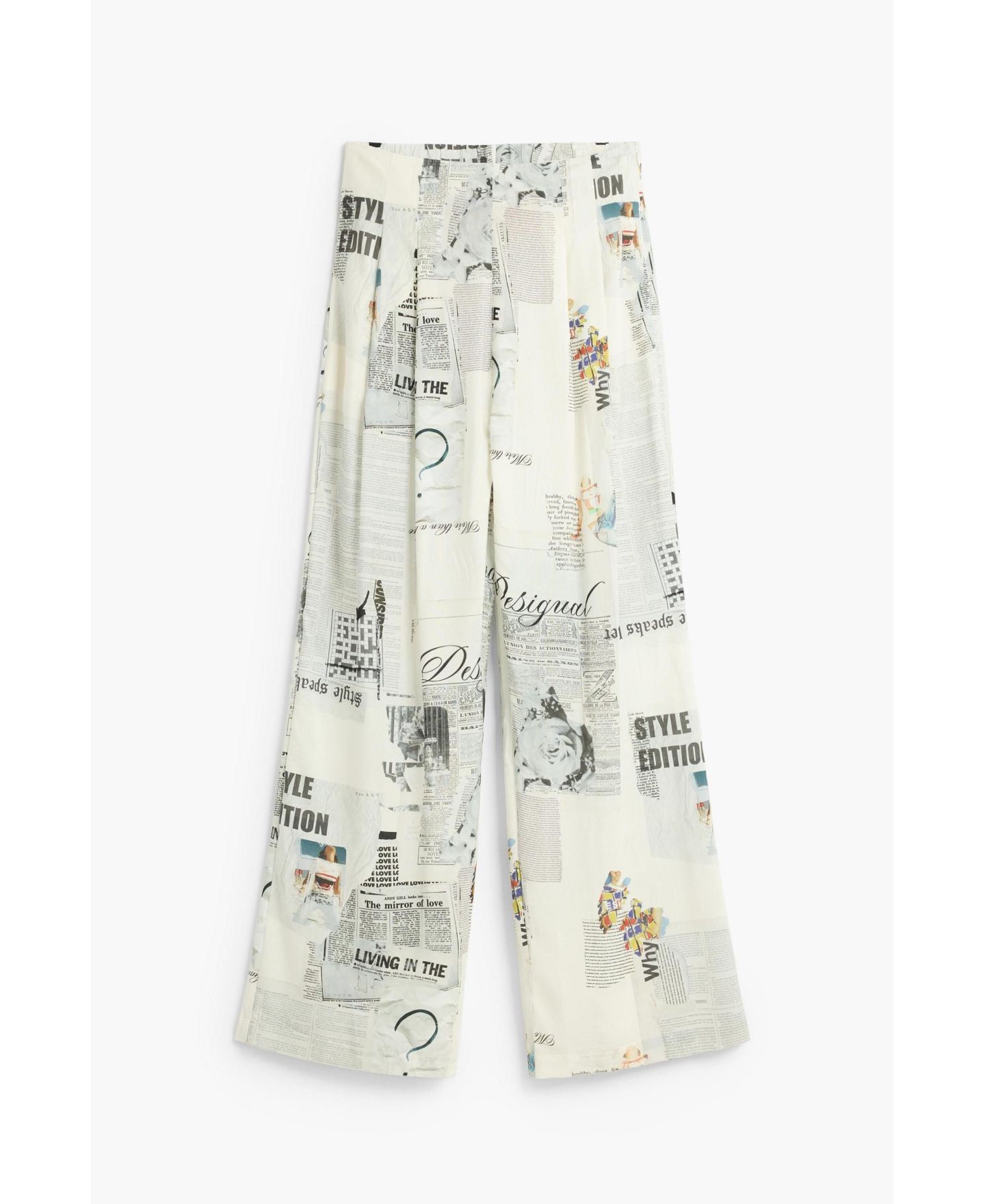 Женские брюки Desigual Printed Wide-Leg Trousers, цвет: Молочный белый — фото 5