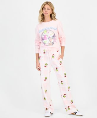 Juniors' Grinch Xmas High-Rise Wide-Leg Pants