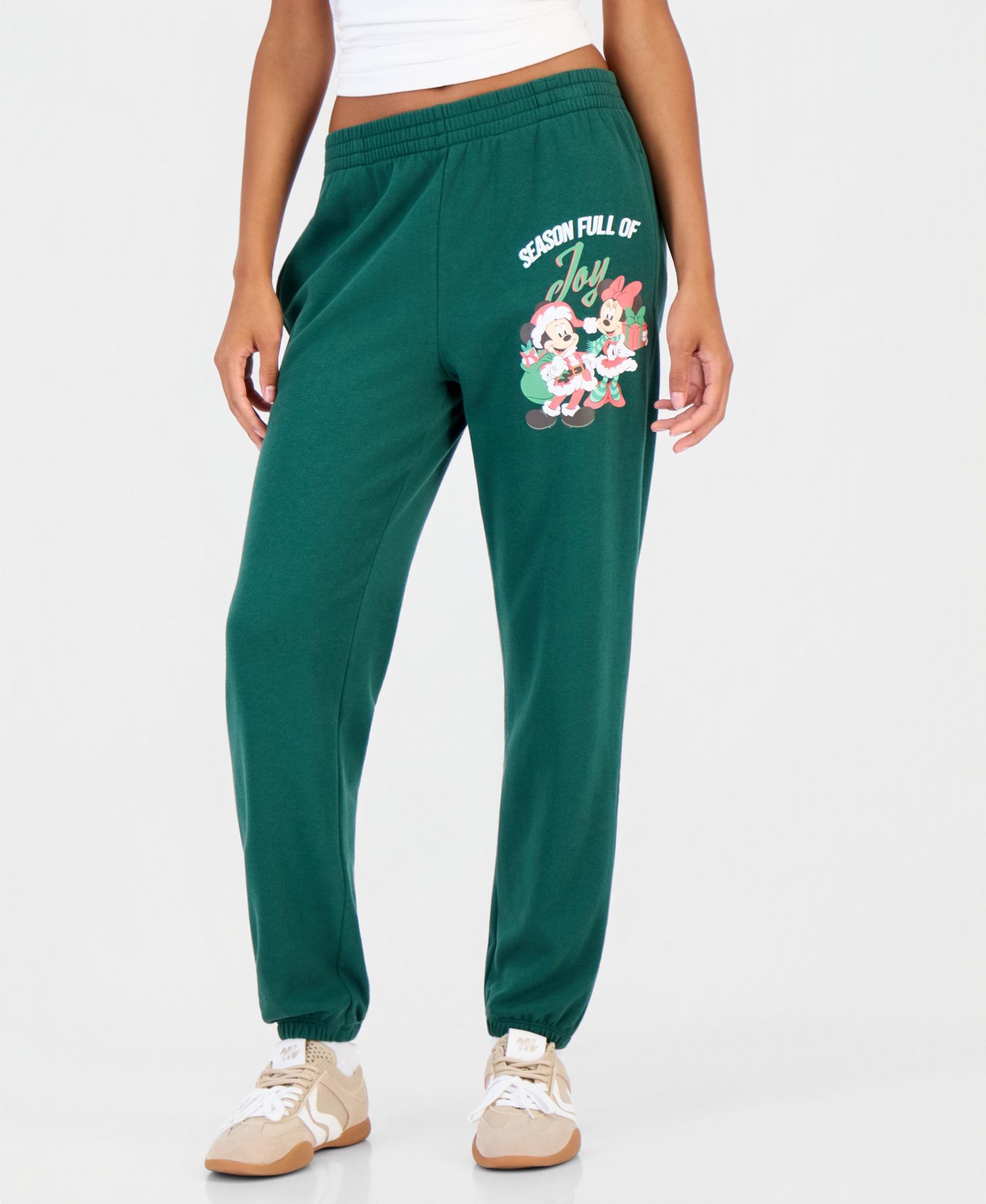 Juniors' Mickey Xmas Holiday Fleece Joggers