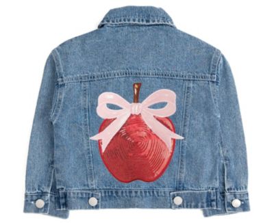Toddler Girls Apple Bow Sequin Patch Denim Jacket
