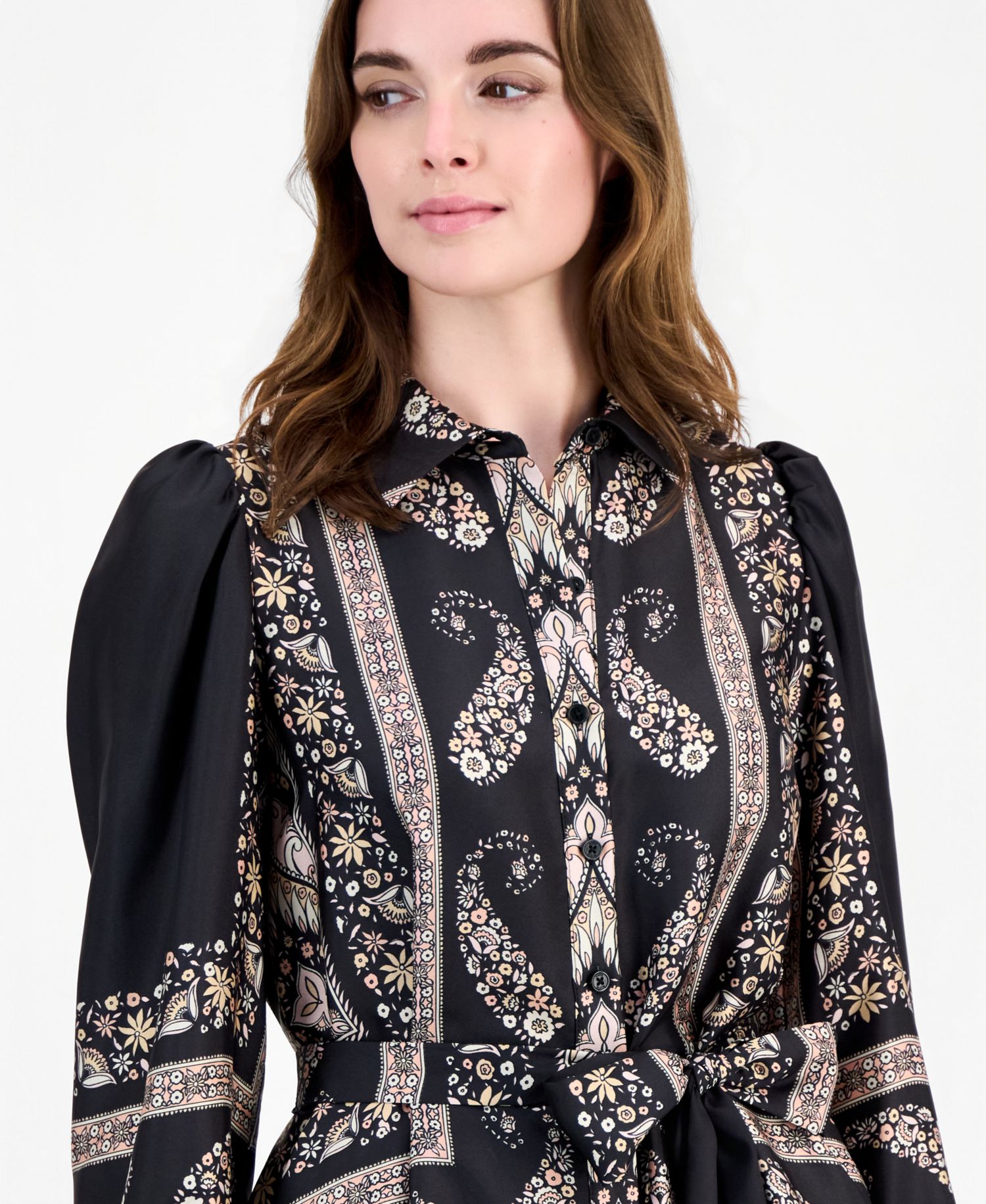 Women's Long Sleeve Tiered Shirt Dress