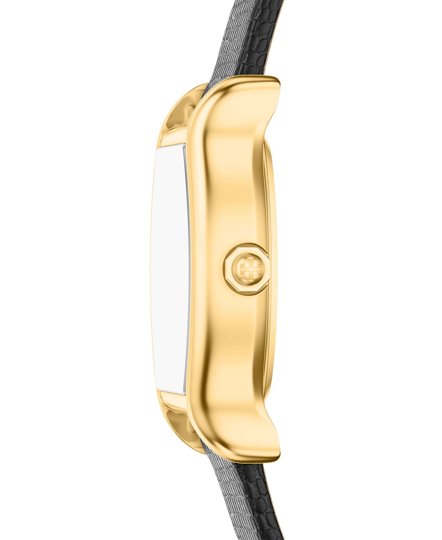 Женские часы Tory Burch Small Eleanor Curve Black Leather Watch 24mm — фото 2