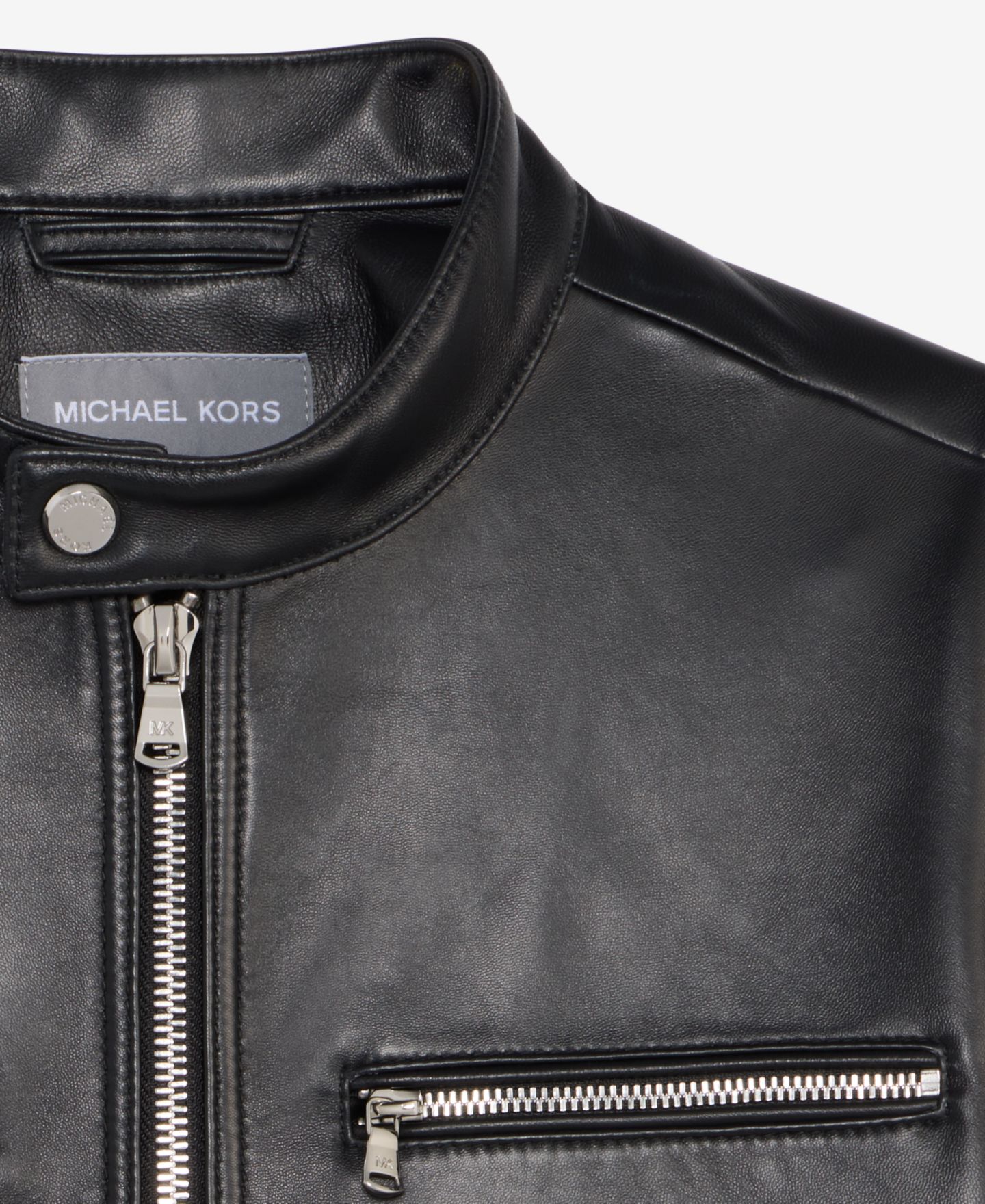 Мужская куртка Michael Kors Genuine Leather Double-Zip Moto, цвет: Чёрный — фото 7