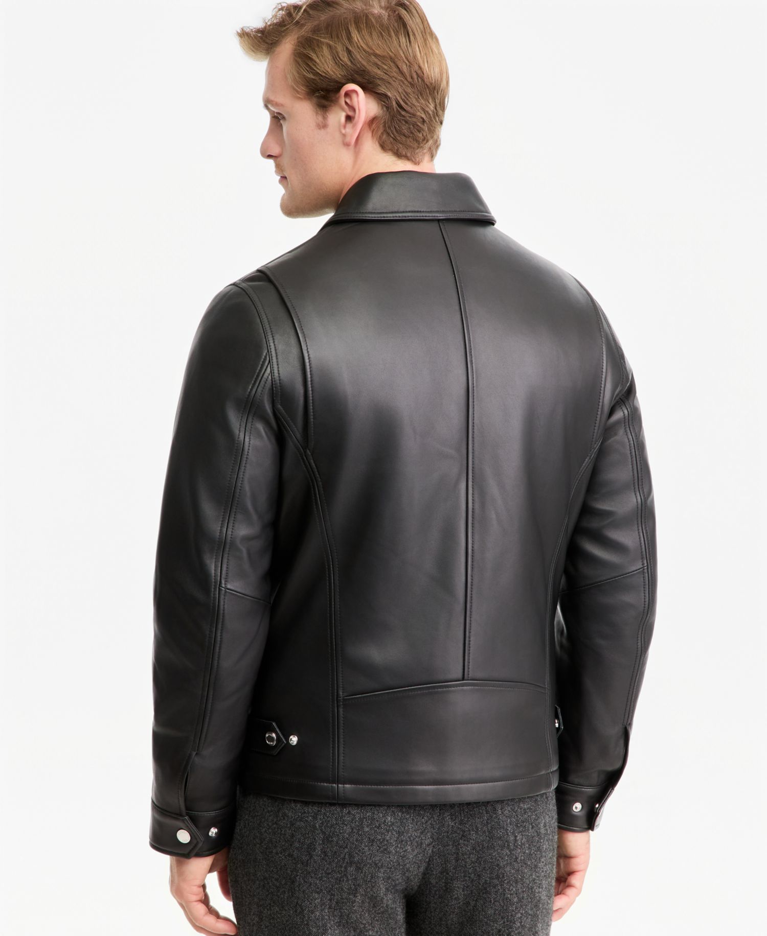 Men's Genuine Leather Shirt Collar Jacket