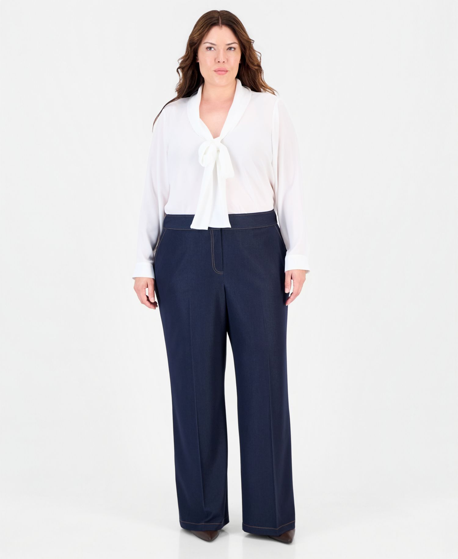 Plus Size Wide-Leg Mid-Rise Pants
