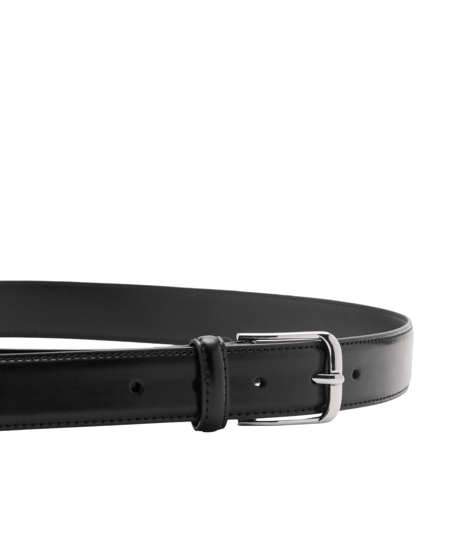 Мужской ремень MANGO Buckle Leather Belt, цвет: Чёрный — фото 2