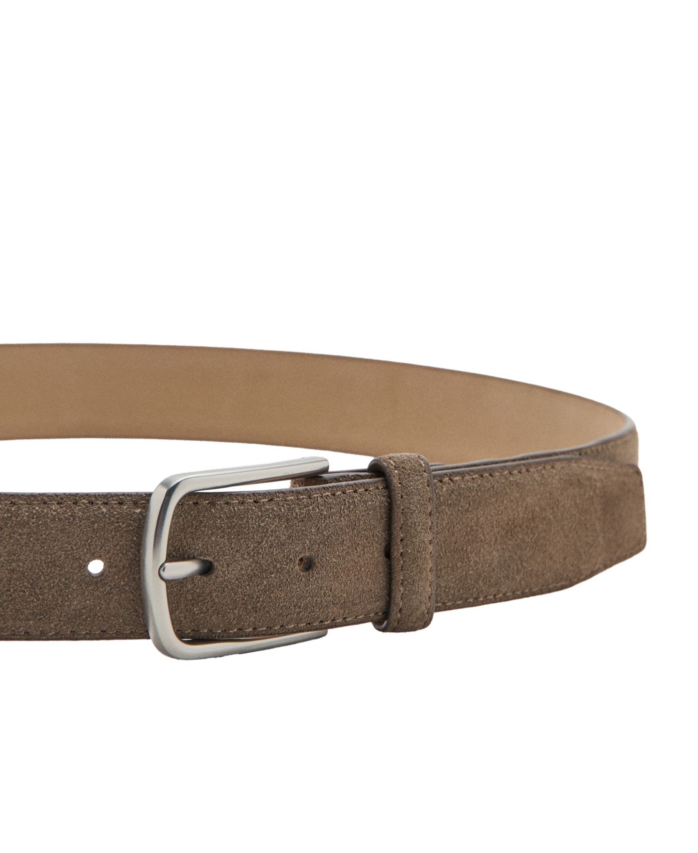 Мужской ремень MANGO Nappa Leather Belt, цвет: Бежевый — фото 3