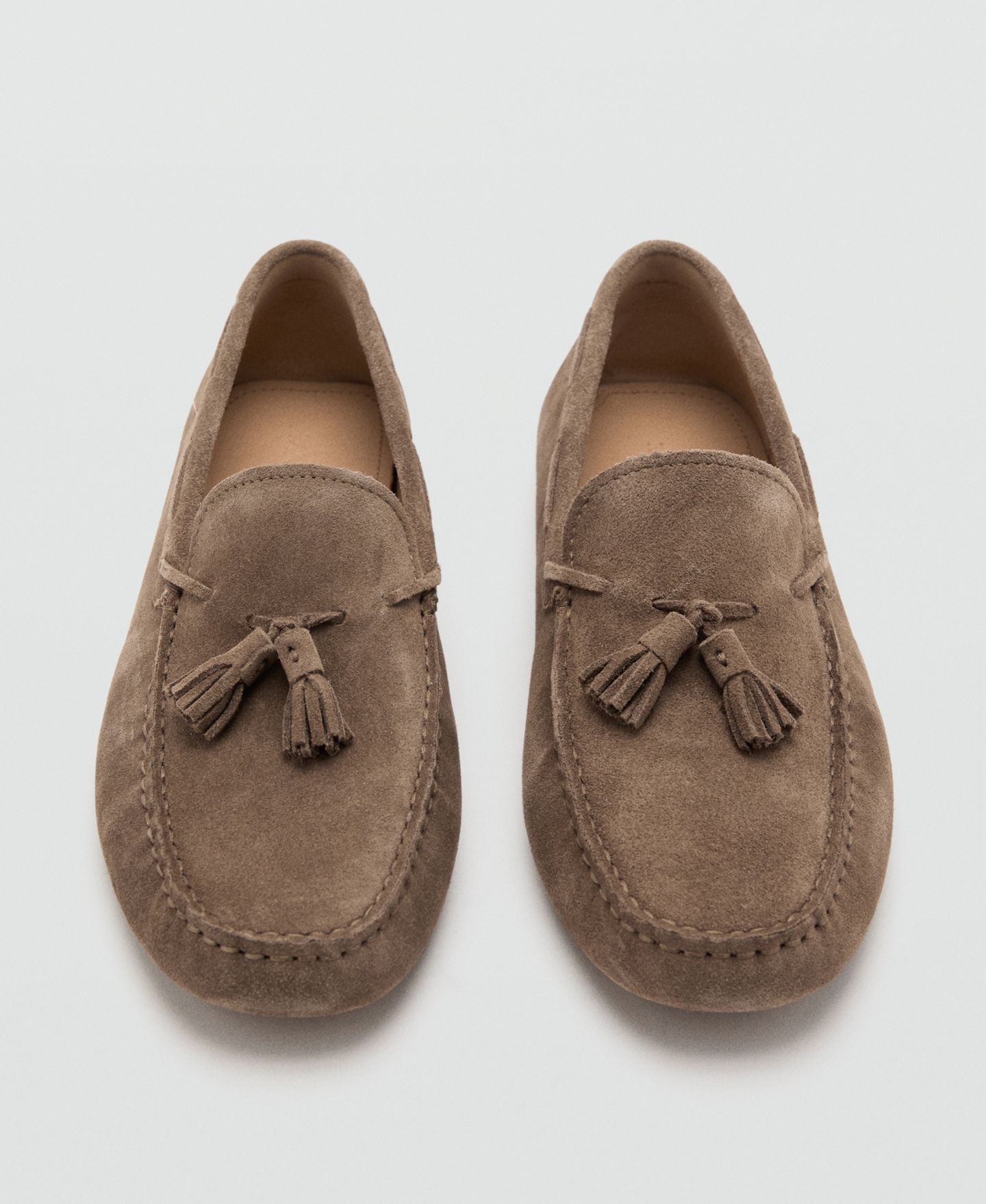 Мужские мокасины MANGO Fringe Suede Driving, цвет: Средний коричневый — фото 2