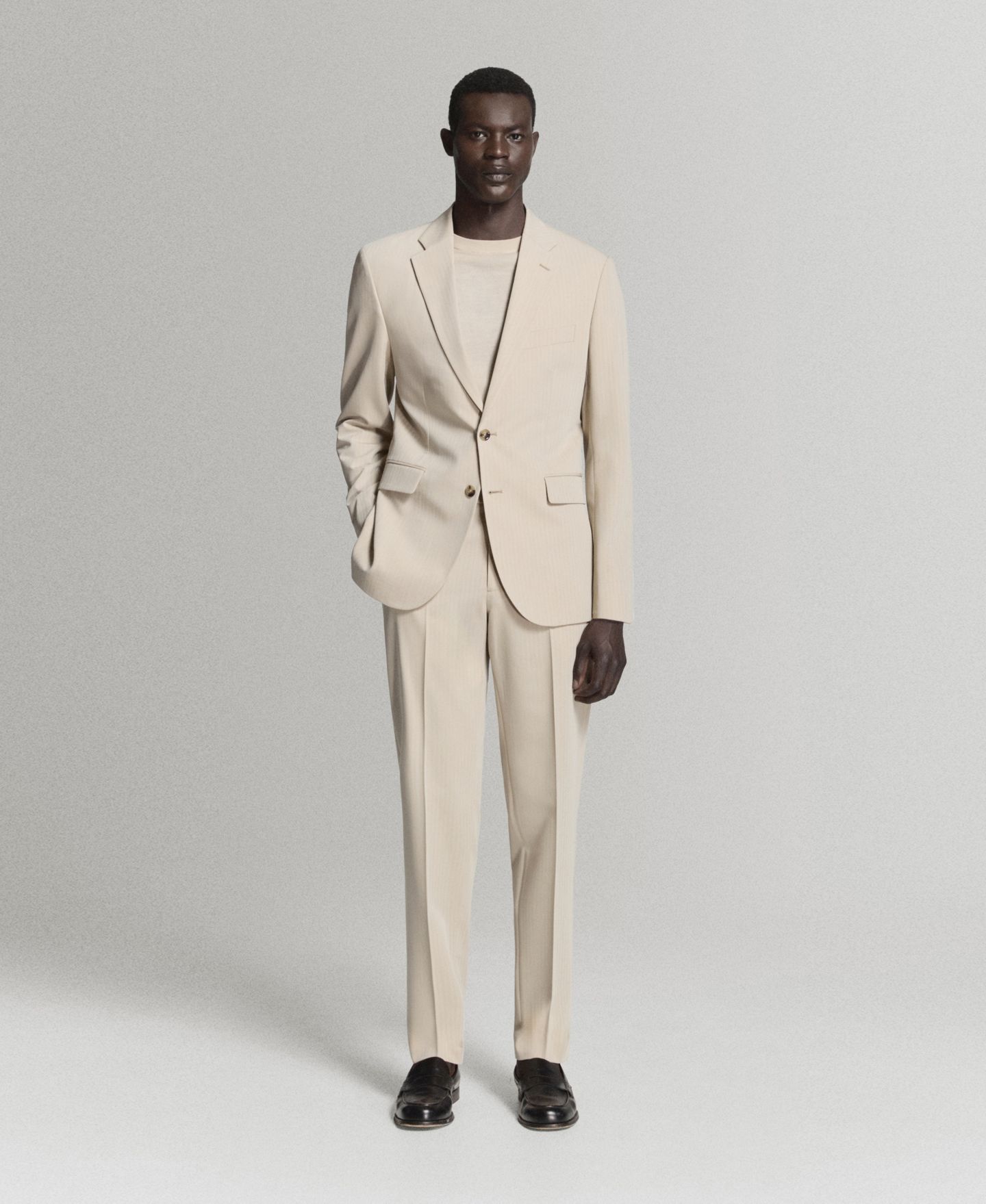 Мужские брюки MANGO Milan Slim-Fit Suit, цвет: Бежевый — фото 1