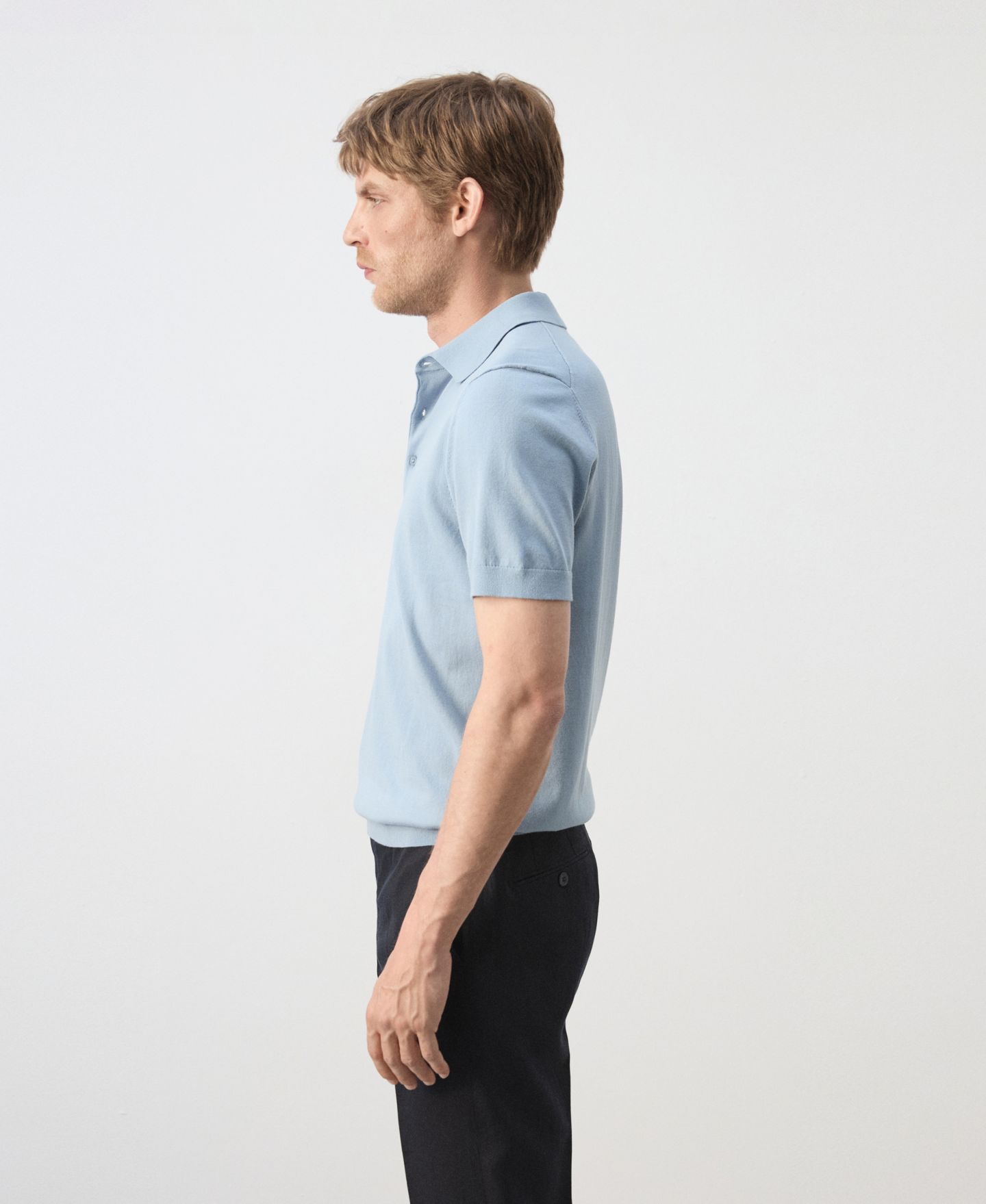 Мужское поло MANGO Cotton Fine-Knit Polo Shirt, цвет: Аквамариновый зелёный — фото 4