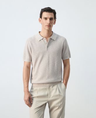 Men's Ribbed Linen-Cotton-Blend Polo Shirt