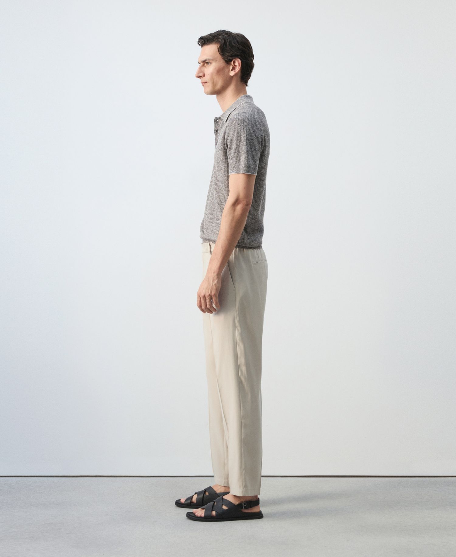 Men's Ribbed Linen-Cotton-Blend Polo Shirt