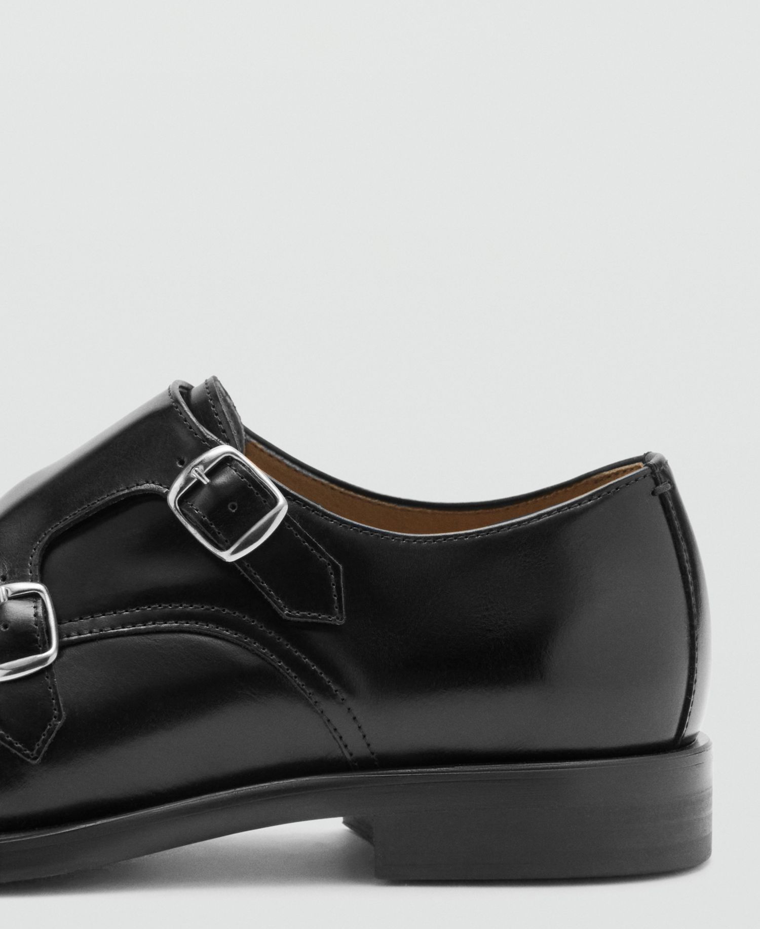 Men's Double Buckle Leather Shoes