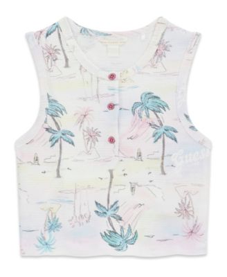 Girls' 7-16 Stretch Rib Lemon Print Top
