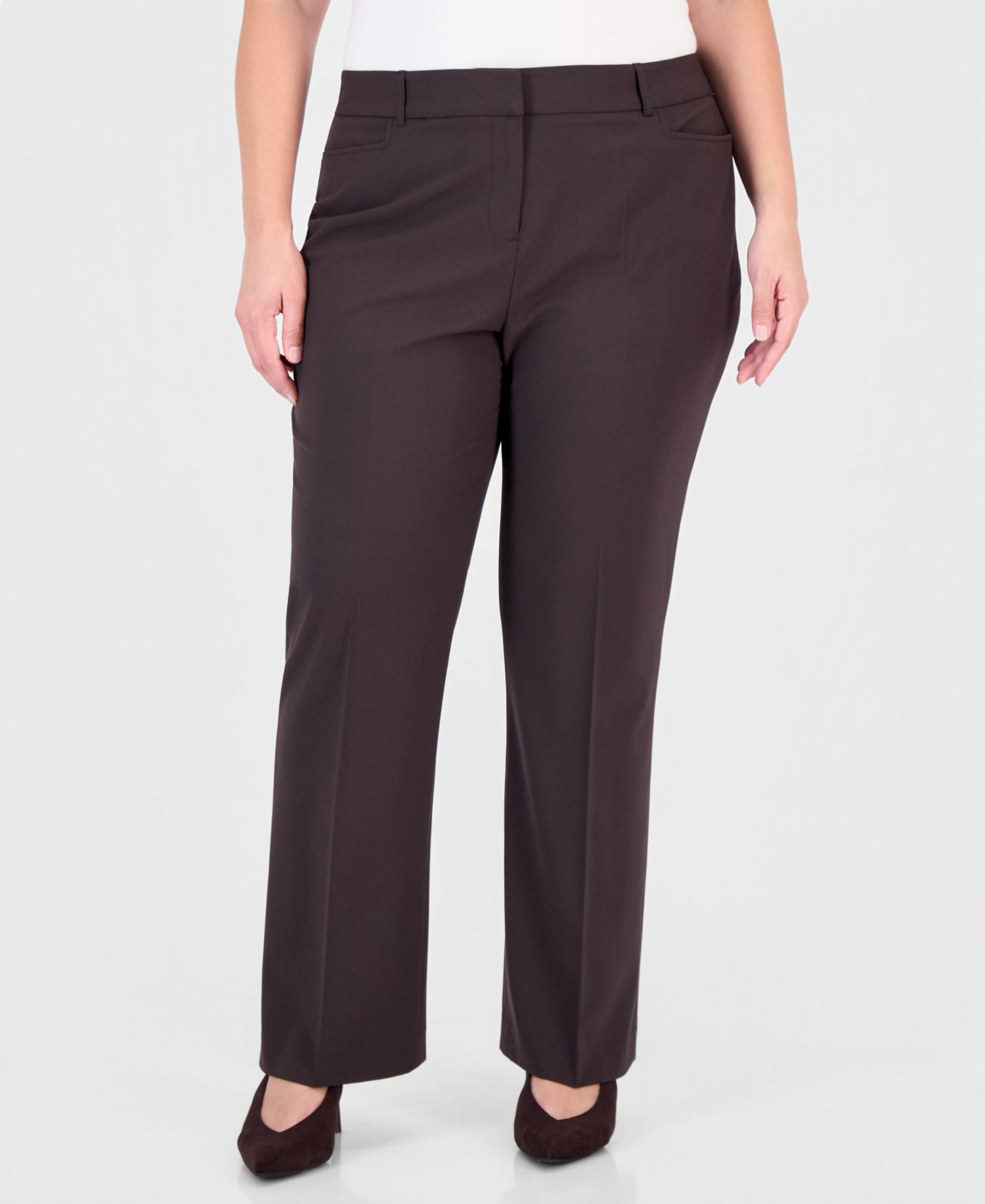 Plus Size Bird Eye Flare Mid-Rise Pants