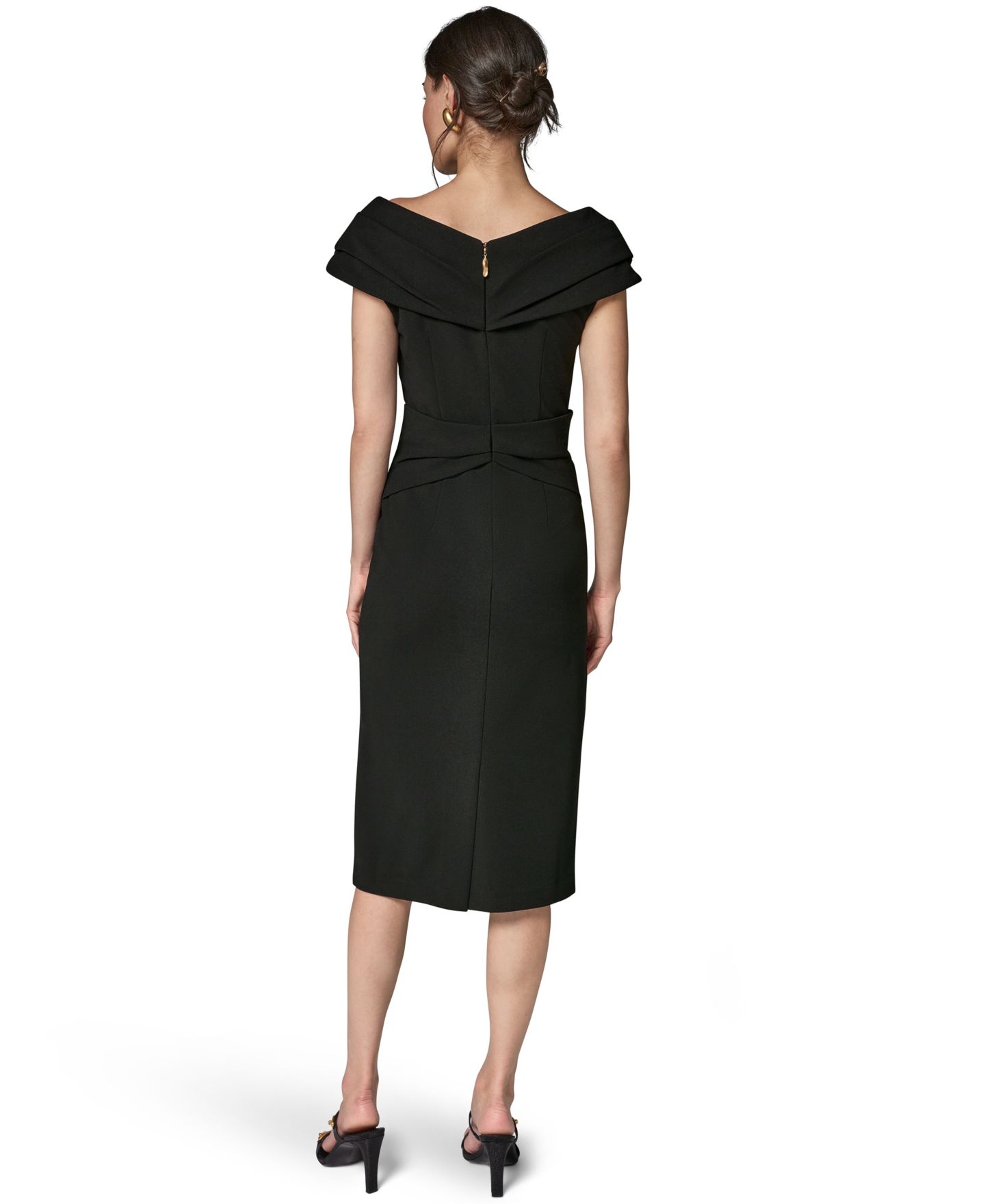 Женское платье Donna Karan New York Portrait Neck Sheath Midi Dress With Hardware, цвет: Чёрный — фото 4