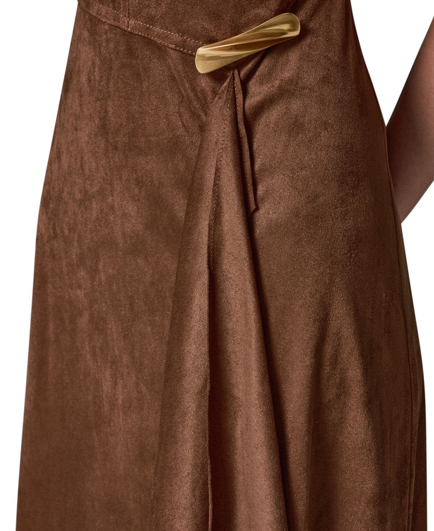 Women's Cap-Sleeve Suede Midi Dress