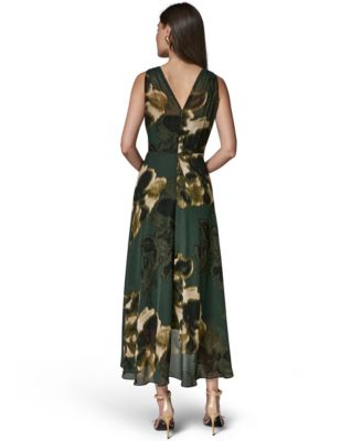 Women's Sleeveless Printed Chiffon Surplice Neck Dress thumbnail 5