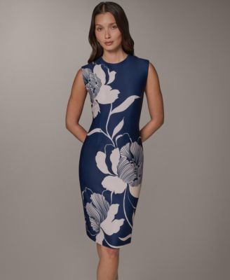 wayfair ladies dresses Women's Blue Sheath Floral classy plus size wedding guest dresses