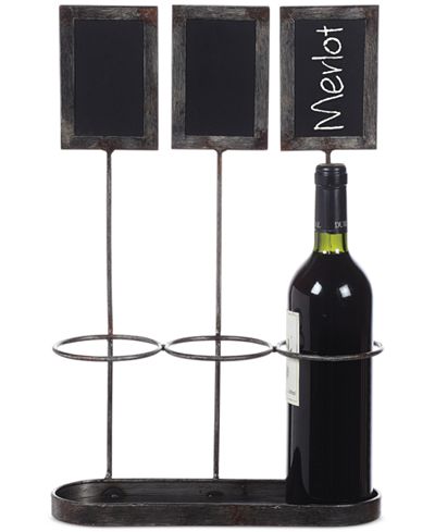 Metal Wine Bottle Holder with Chalkboard Labels