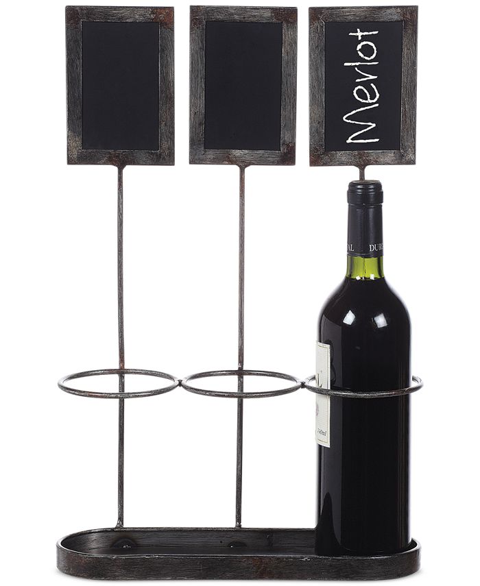 3R Studio Metal Wine Bottle Holder with Chalkboard Labels ...