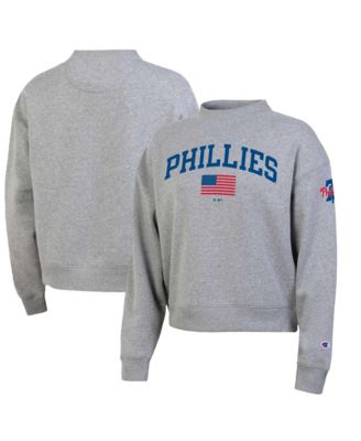 Women's Heather Gray Philadelphia Phillies Americana Triumph Fleece Tri-Blend Sweatshirt