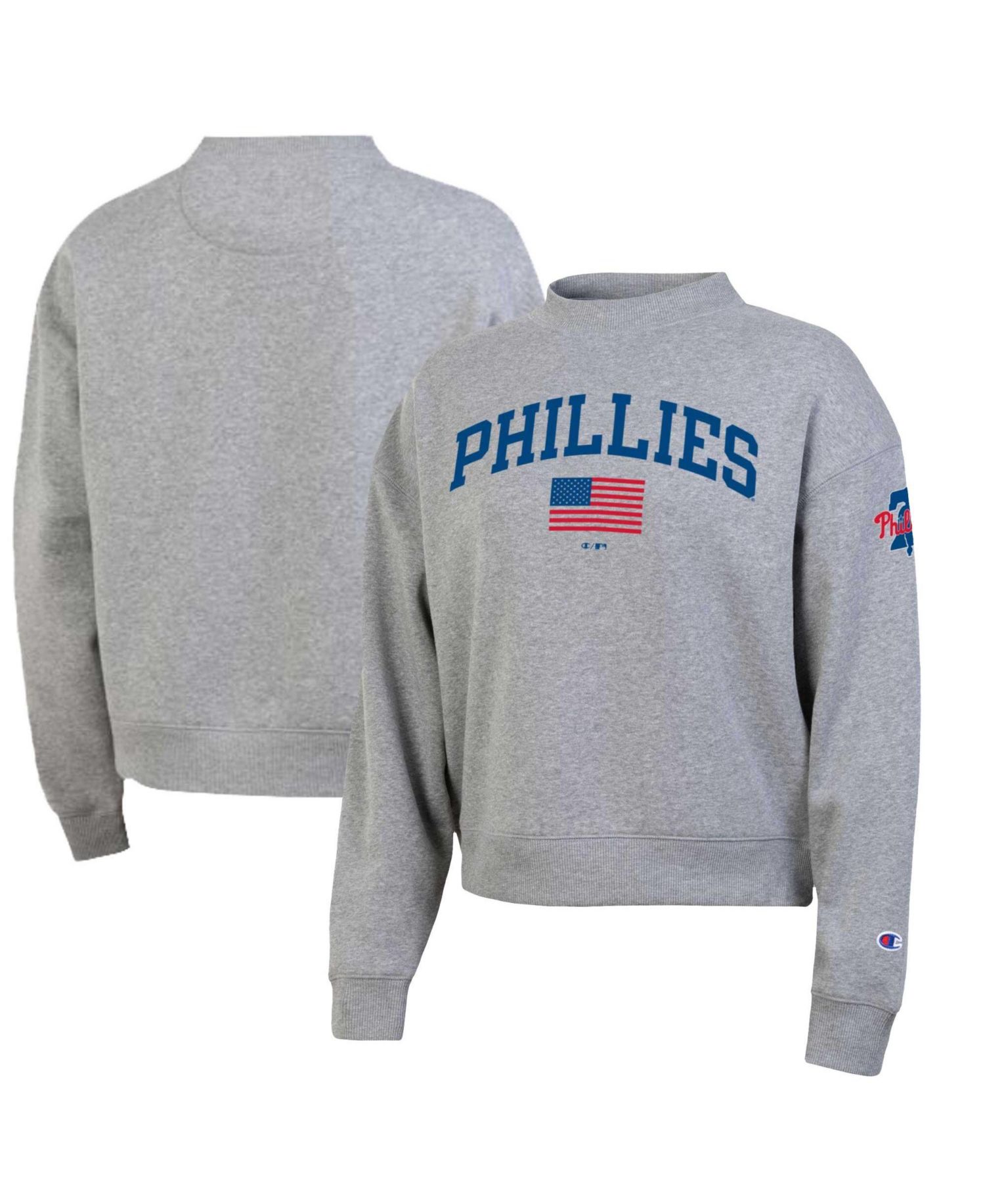 Women's Heather Gray Philadelphia Phillies Americana Triumph Fleece Tri-Blend Sweatshirt