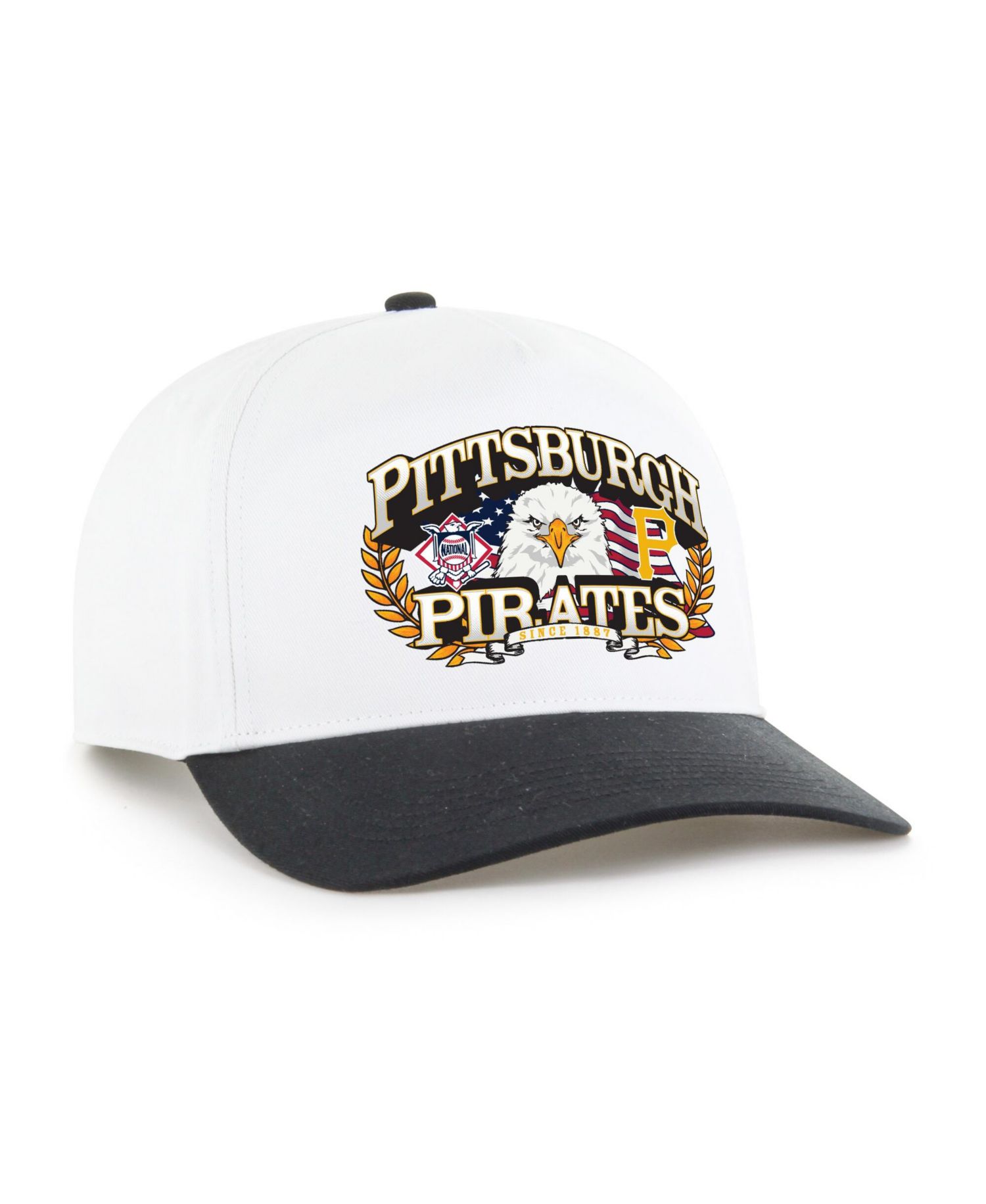 Men's White/Black Pittsburgh Pirates Americana Eagle Hitch Adjustable Hat