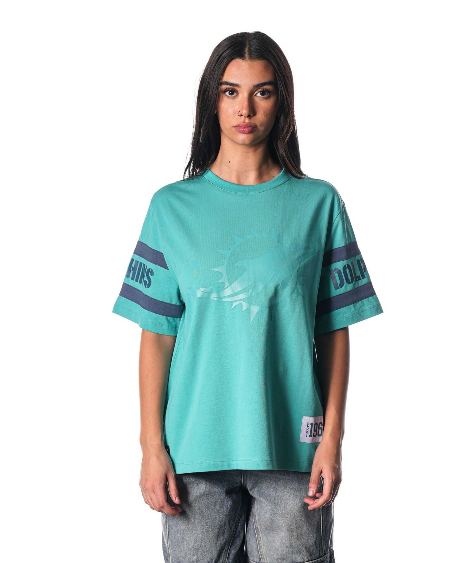 Women's Aqua Miami Dolphins Drop Shoulder T-Shirt