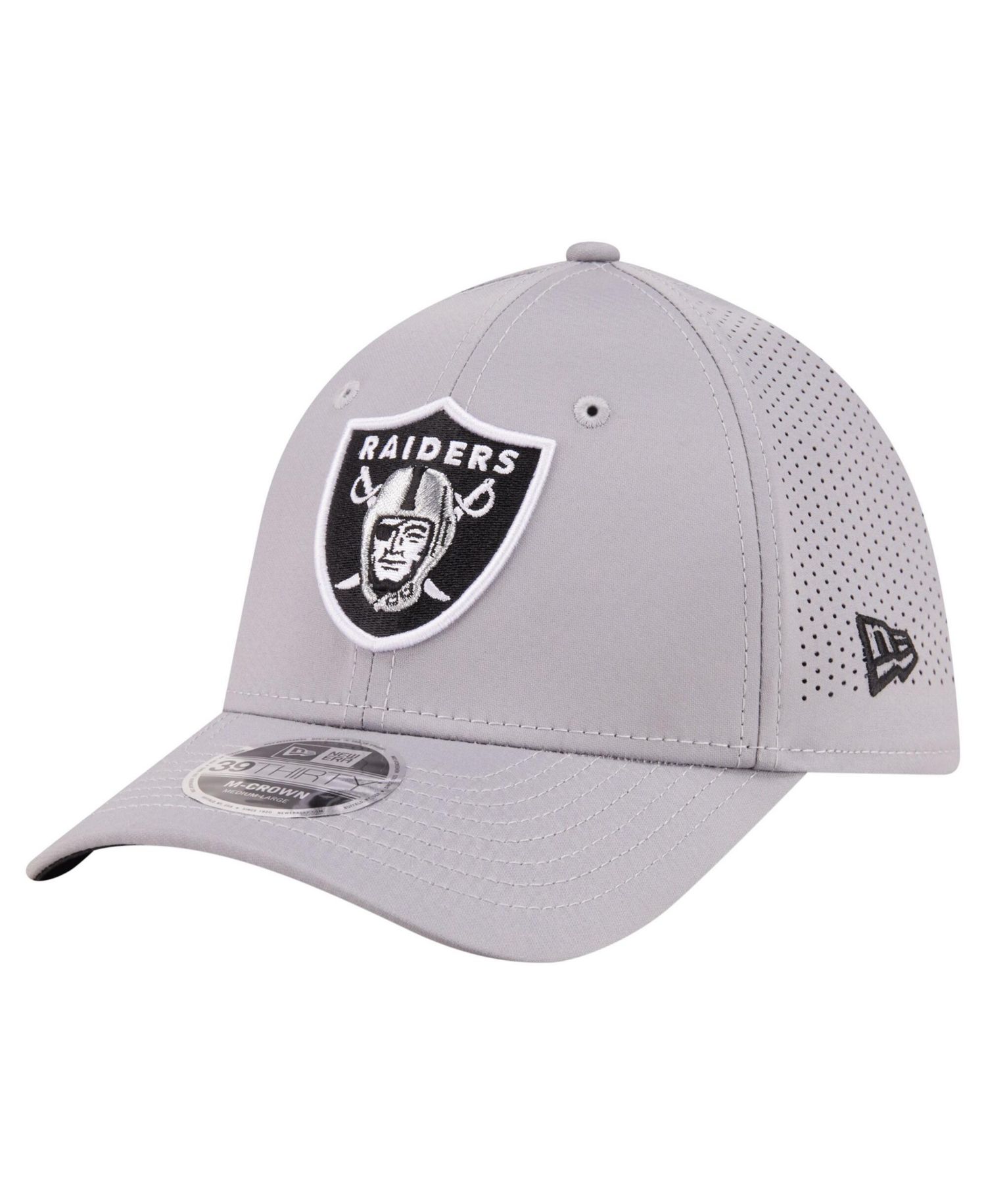 Men's Gray Las Vegas Raiders 39THIRTY M-Crown Flex Fit Hat