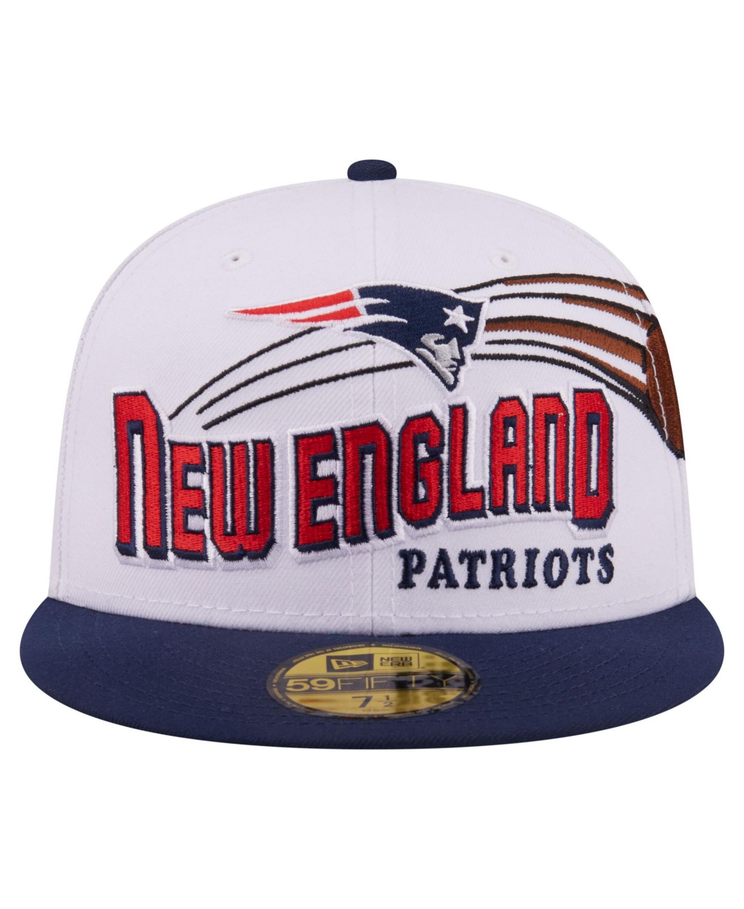 Men's White/Navy New England Patriots Retro Swoop 59FIFTY Fitted Hat