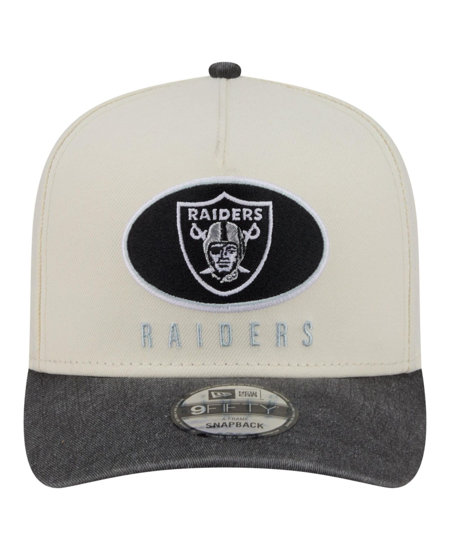 Men's Cream/Black Las Vegas Raiders Washed A-Frame 9FIFTY Snapback Hat