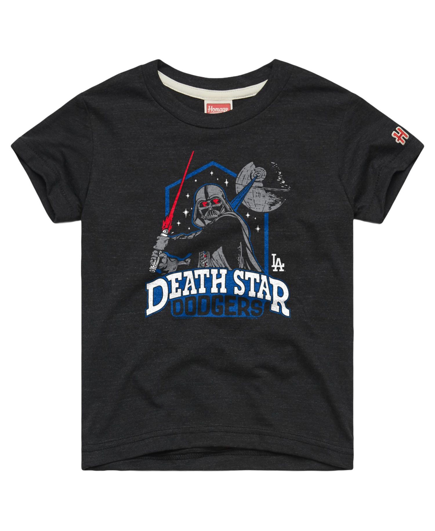 Big Boys and Girls Charcoal Los Angeles Dodgers Star Wars x MLB Dark Side T-Shirt