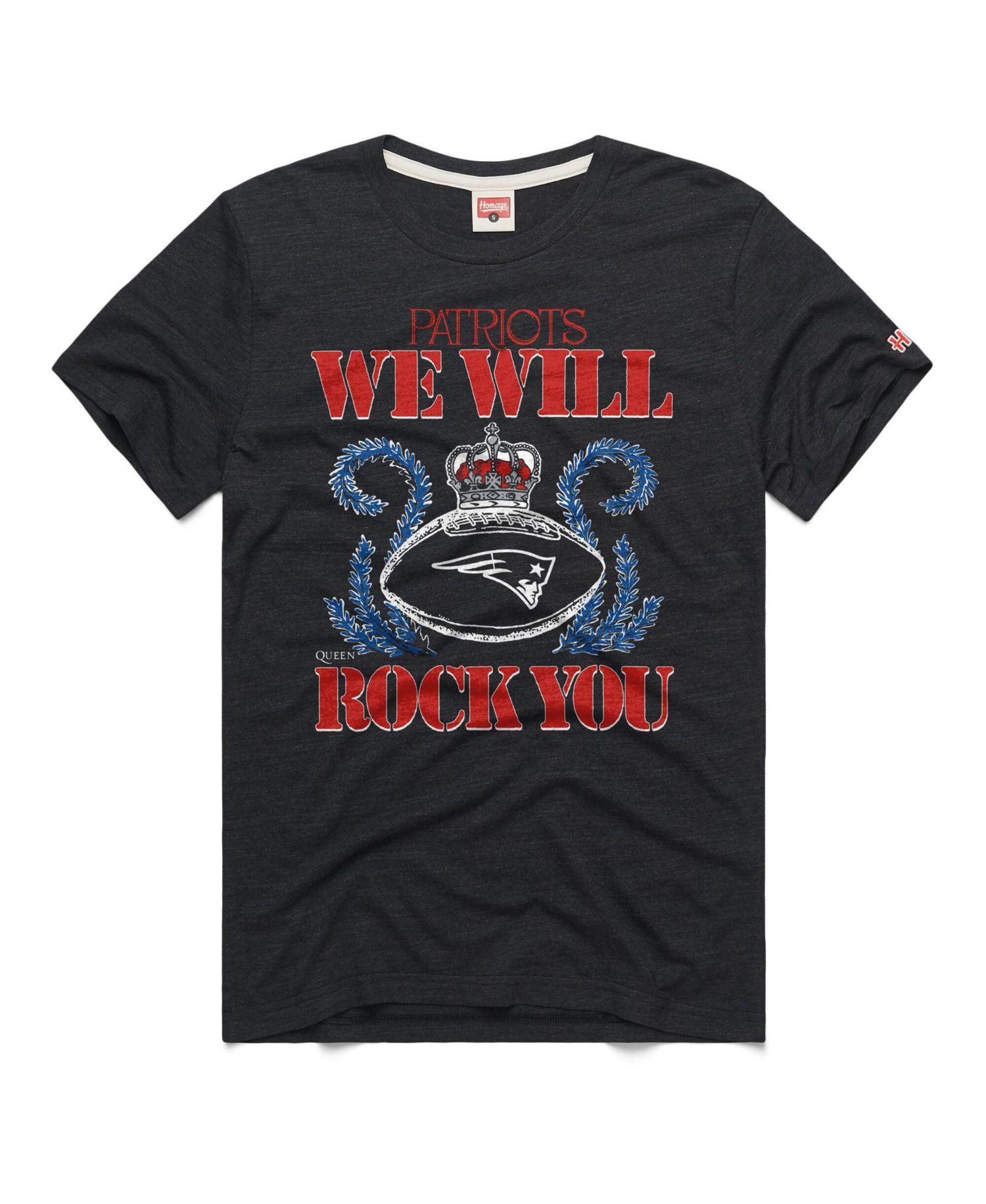 Men's and Women's Charcoal New England Patriots 2026 NFL Schedule Queen Tri-Blend T-Shirt